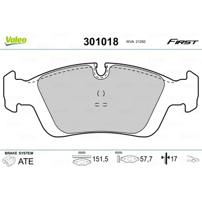 Колодки тормозные передние VALEO 301 018