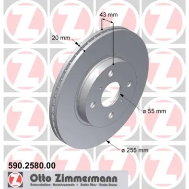 Диск тормозной передний TOYOTA YARIS 99 ZIMMERMANN 590.2580.00