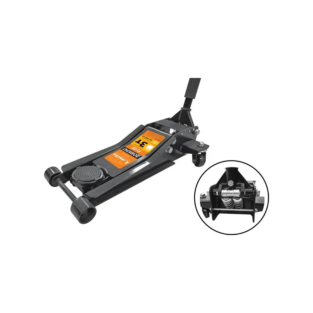 Домкрат гидравлический подкатной, грузоподъёмность 3 тонны, высота подъёма 500 мм, высота зацепа 75 мм Lavita LA FJ-08