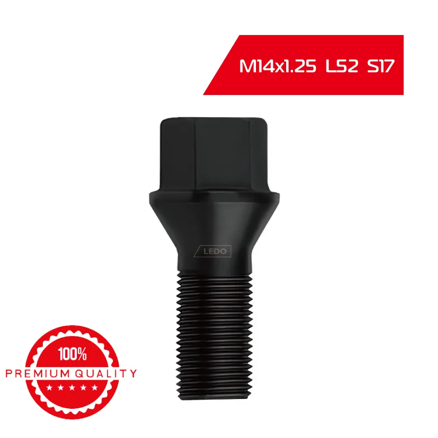 Болт колеса M14x1.25 конус, ключ 17, черный LEDO 36136781151l
