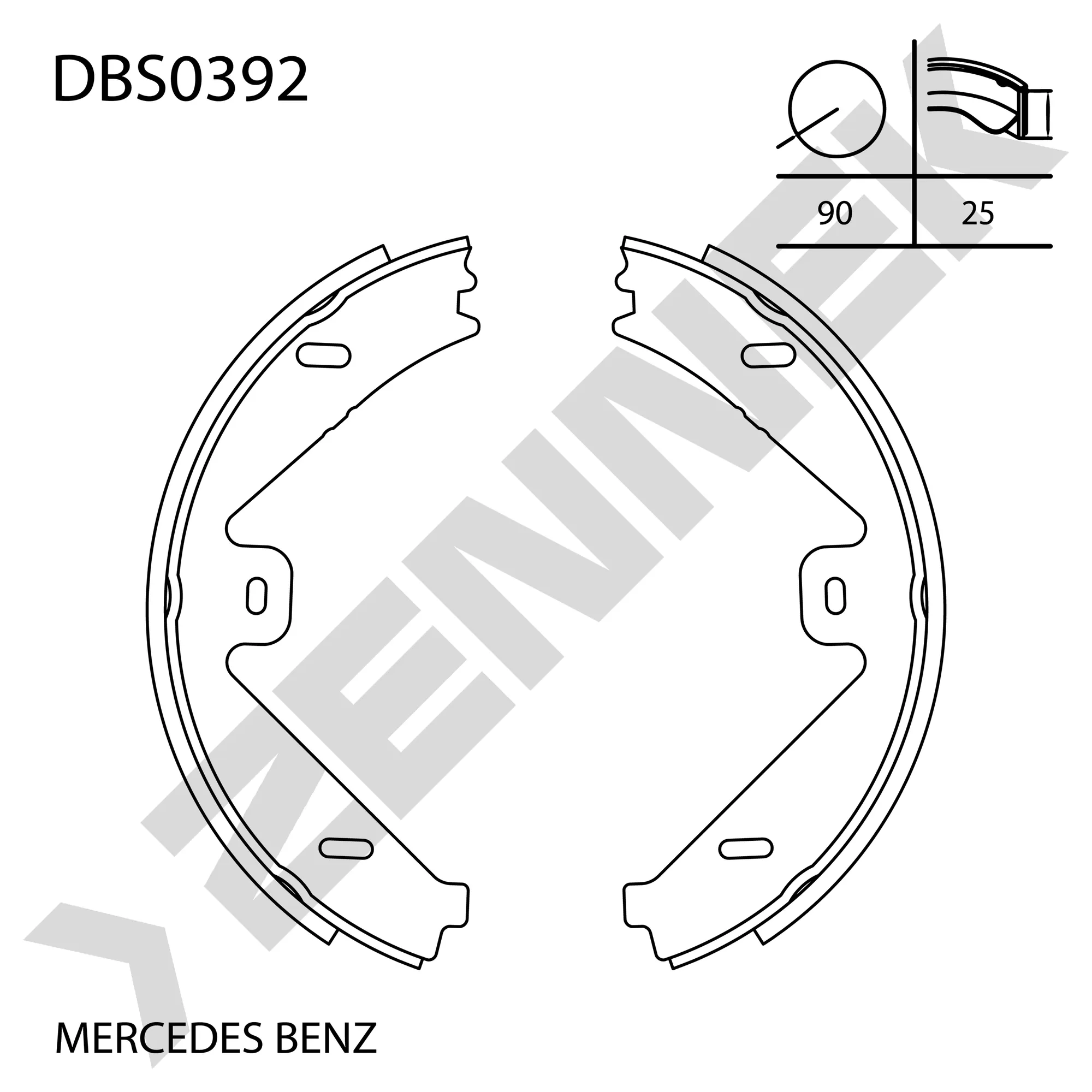 Колодки тормозные барабанные C-CLASS C204 07-14, E-CLASS W212 09-16 ZENNEK DBS0392