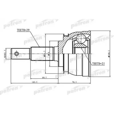 ШРУС наружный 29x56x25 NISSAN TEANA J31 03-08 PATRON PCV1199