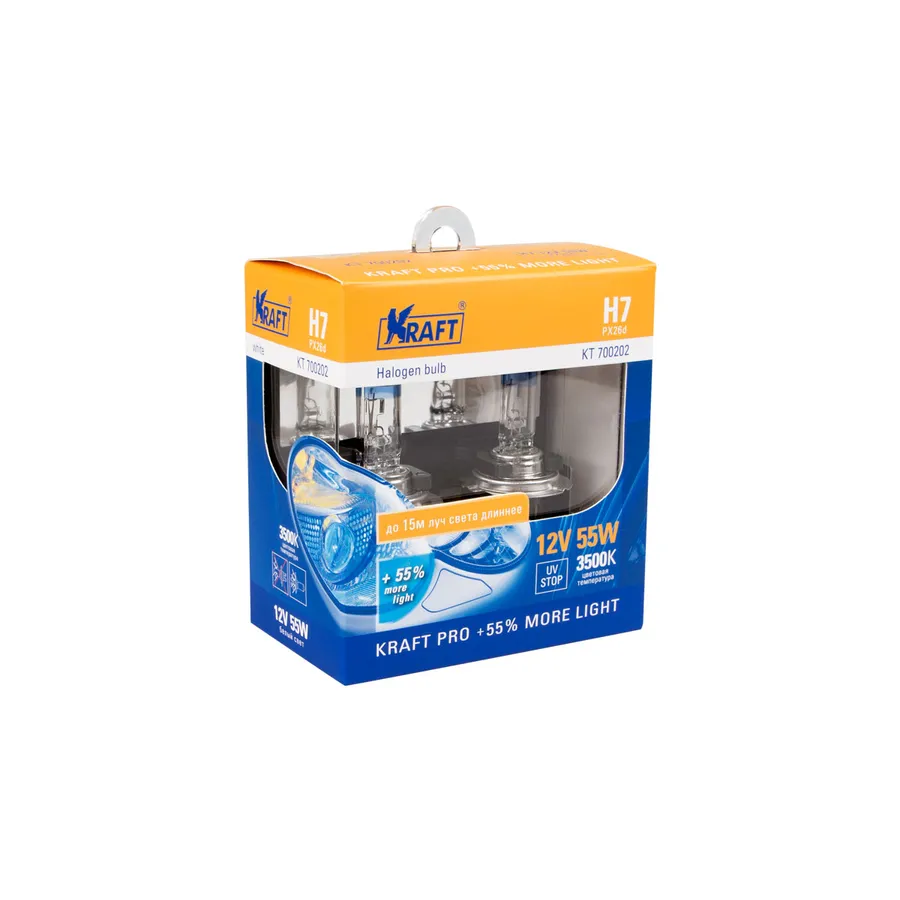 Лампа 12V H7 55W PX26d 3500K KRAFT 2 шт. картон KT700202