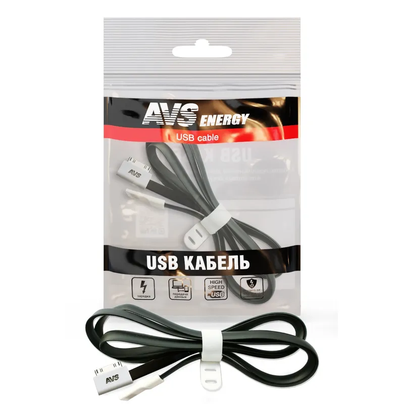 Кабель AVS для iphone 4(1м) IP-441 (плоский) AVS A78609S