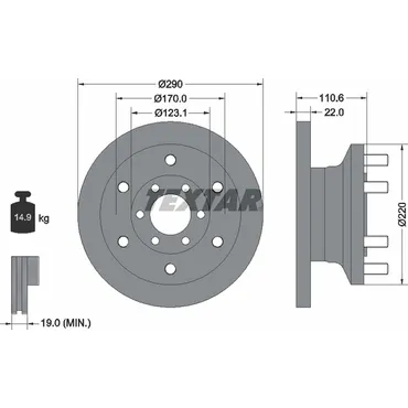 Диск тормозной передний стандартный IVECO TEXTAR 93175400