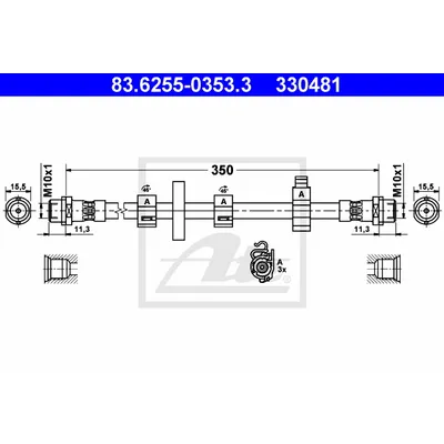 Шланг тормозной передний L ATE 83.6255-0353.3
