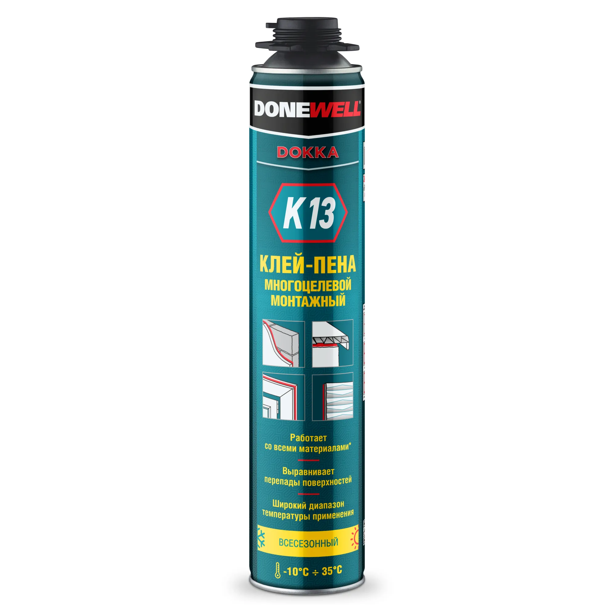 Клей-пена многоцелевой монтажный DOKKA K13 1000 мл DONEWELL DPP10UAU