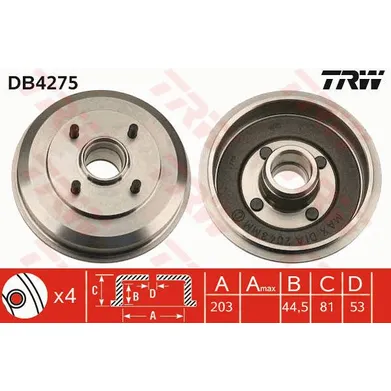 Барабан тормозной TRW DB4275