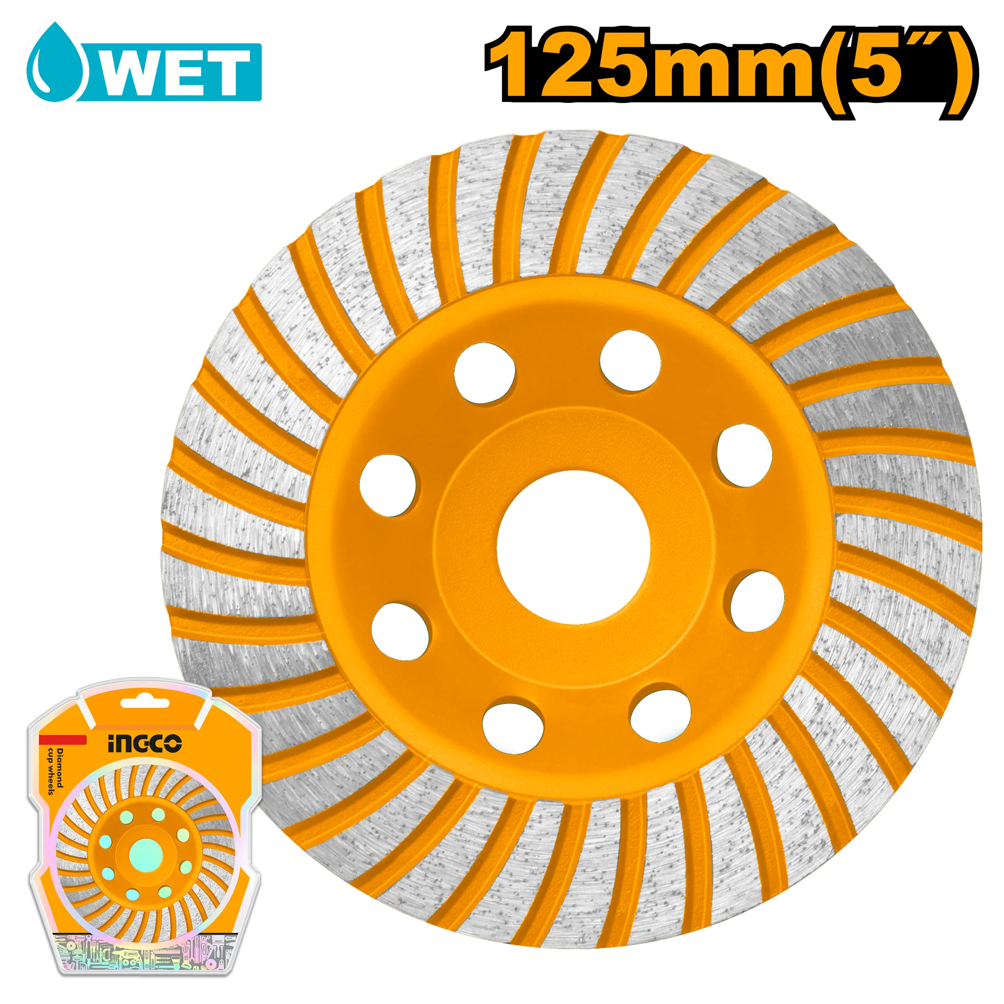 Диск алмазный чашечный шлифовальный 125 мм (20) INGCO CGW011251