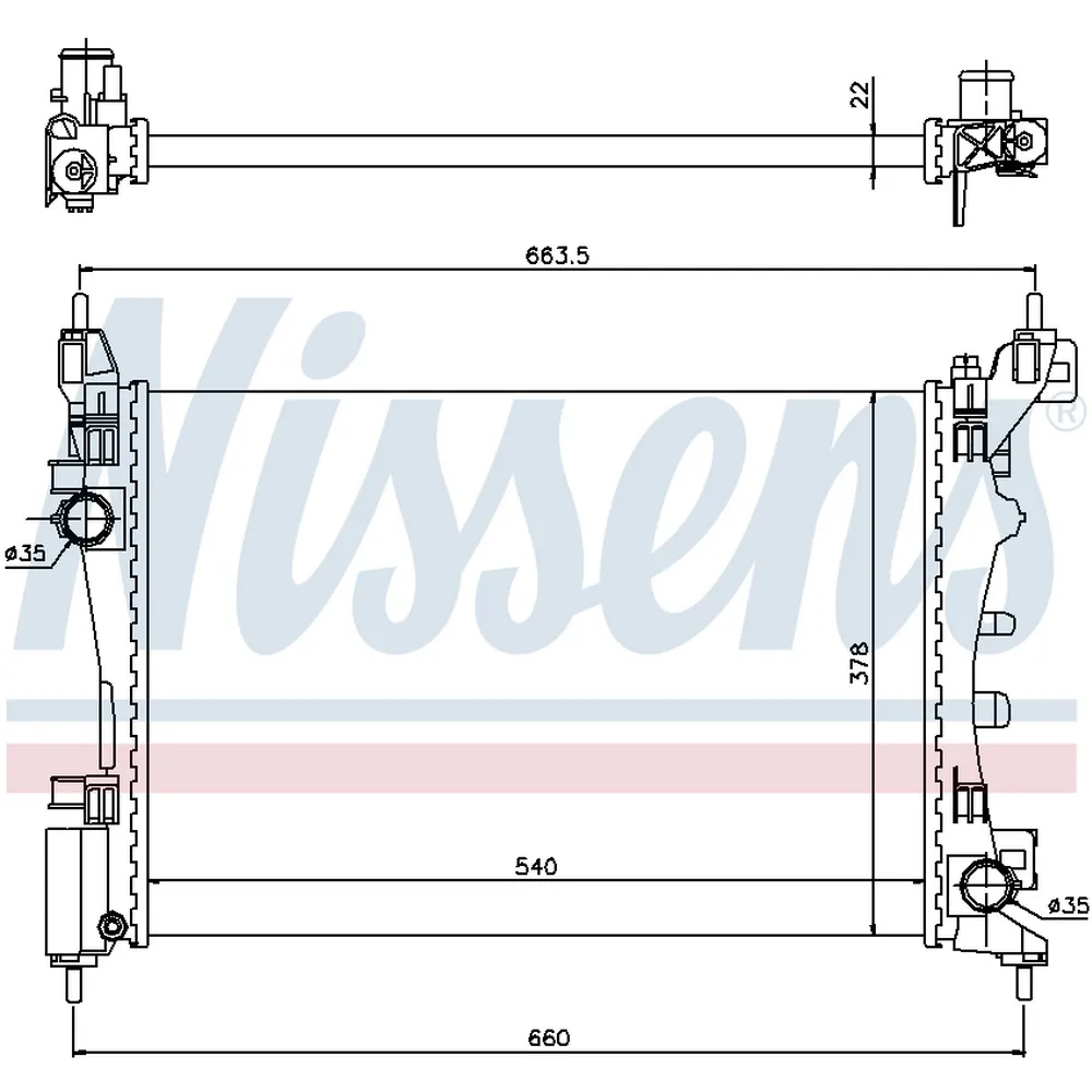 Радиатор системы охлаждения FIAT GRANDE PUNTO (199) 1.2/1.4/1.4 16V 05- NISSENS 61917