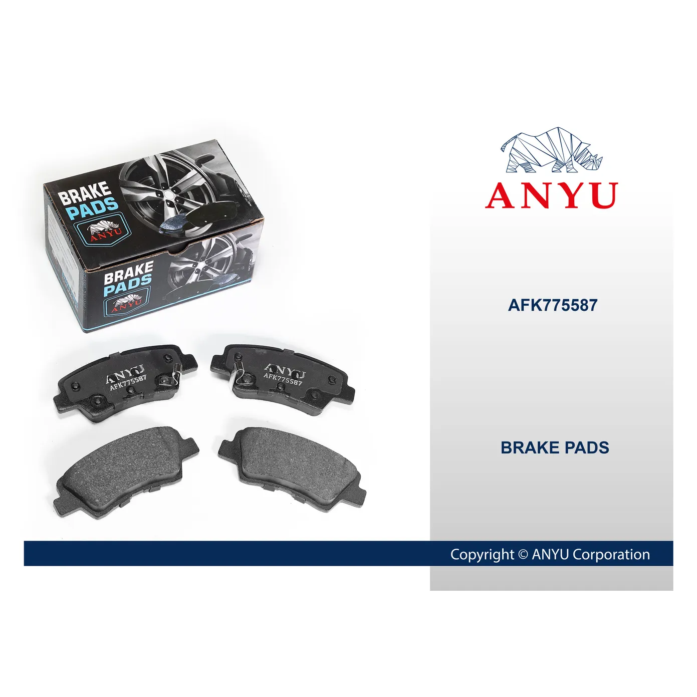 Колодки тормозные дисковые задние для HYUNDAI (Solaris II) KIA (Rio IV) (2017-) ANYU AFK775587