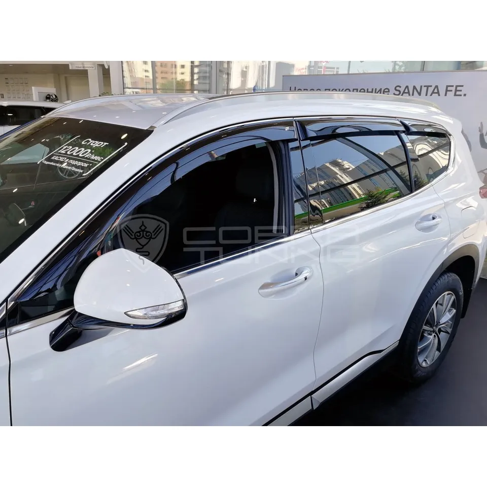 Дефлектора на окна Hyundai Santa Fe IV 2018 деф.окон Cobra Tuning H26418