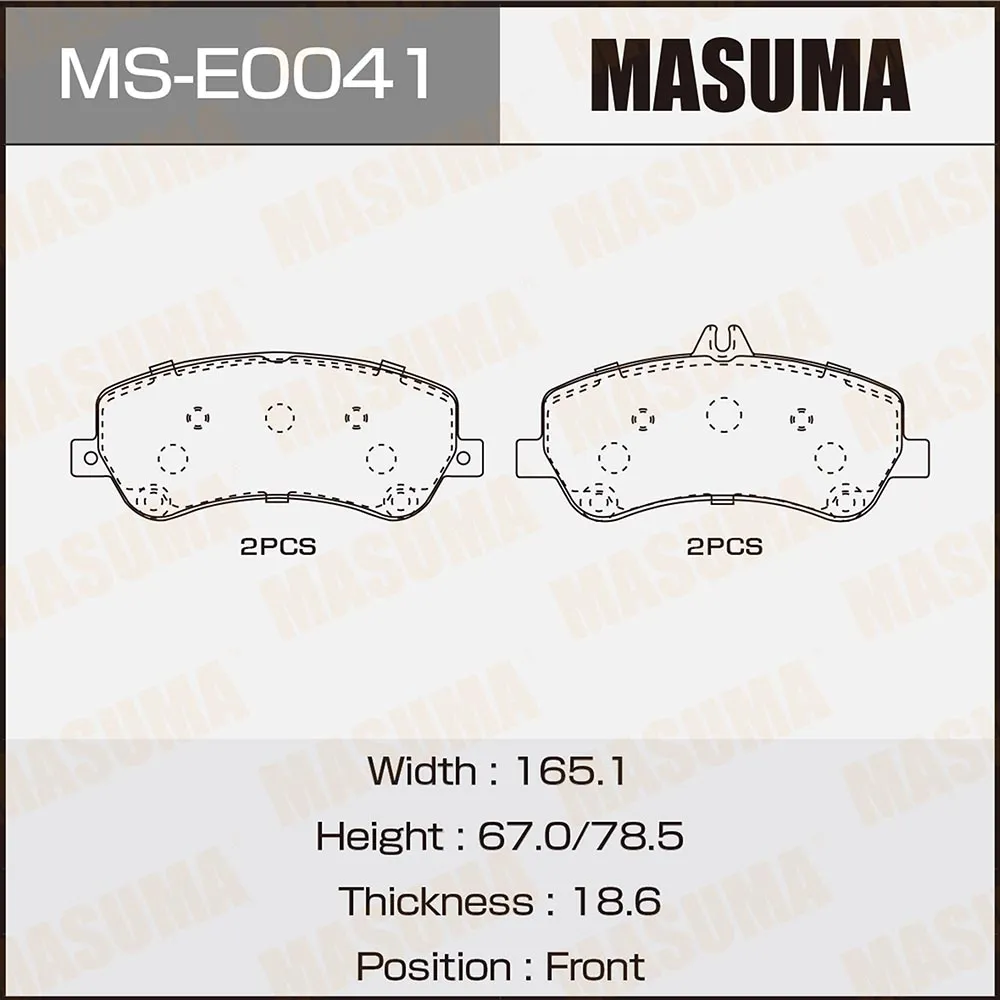 Колодки тормозные передние MERCEDES BENZ GLK-CLASS X204 2008-2015 MASUMA MSE0041