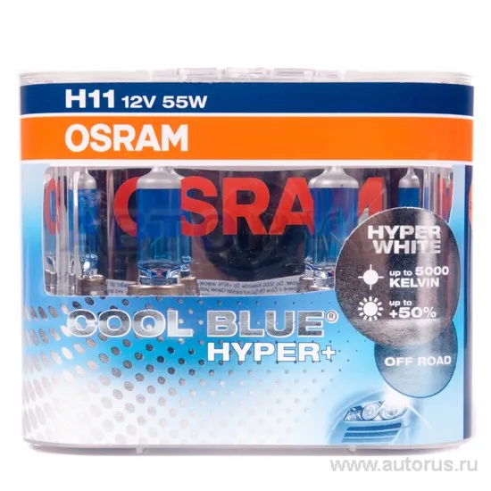 Лампа 12V H11 55W PGJ19-2 OSRAM COOL BLUE HYPER PLUS 2 шт. DUOBOX 62211CBH DUOBOX
