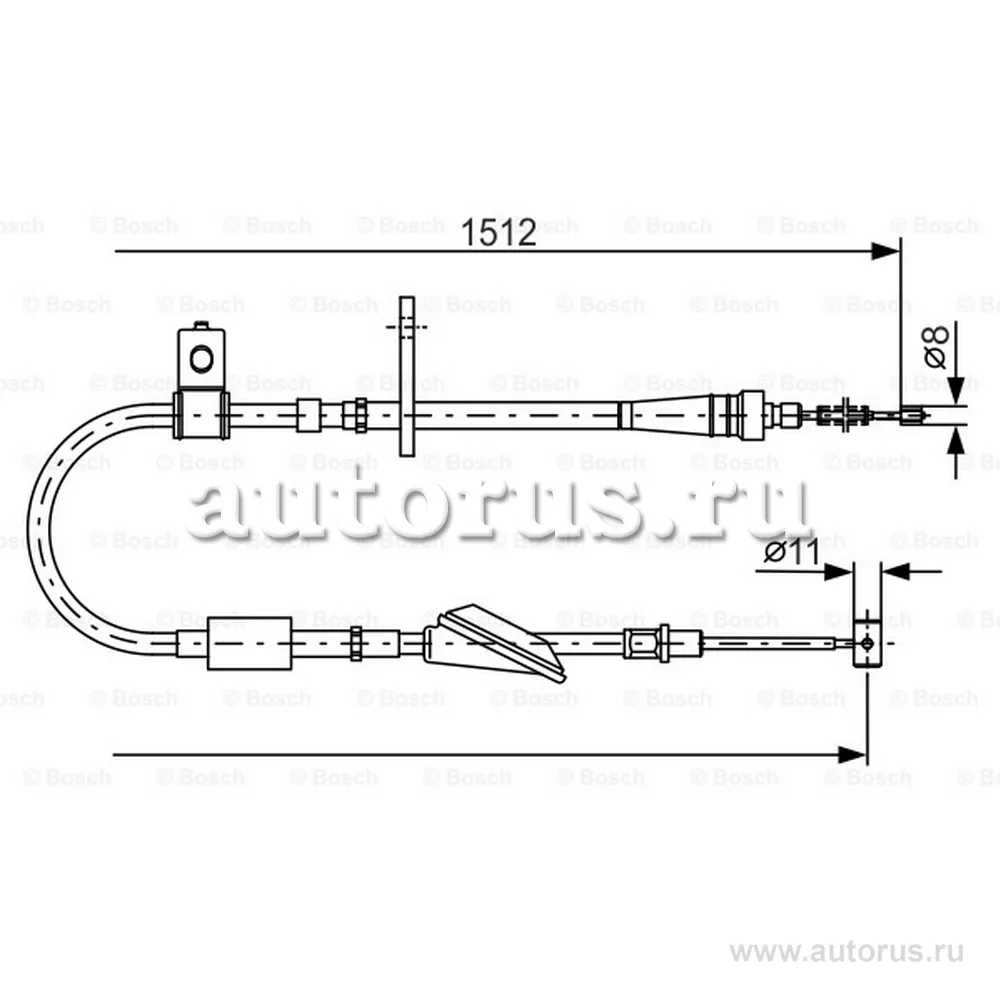 Трос ручника левый! L=1512 Suzuki Ignis 1.3i 16V Hatchback 00-03 BOSCH 1987482176