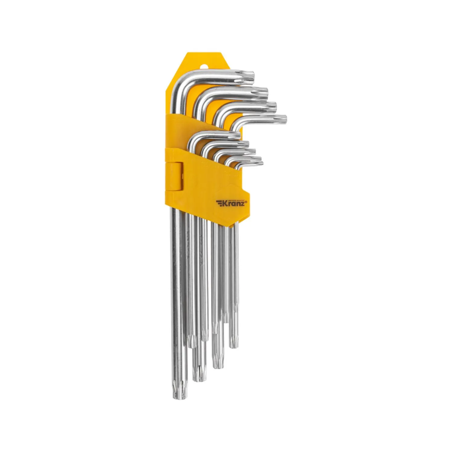 Набор ключей имбусовых Tamper-Torx 9 шт., ТТ10-ТТ50, закаленные, удлиненные, никель Kranz KR-12-5221