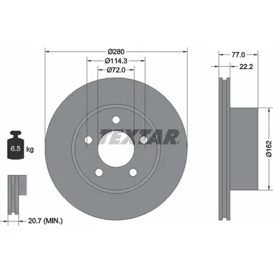 Диск тормозной передний с покрытием PRO JEEP TEXTAR 92184303