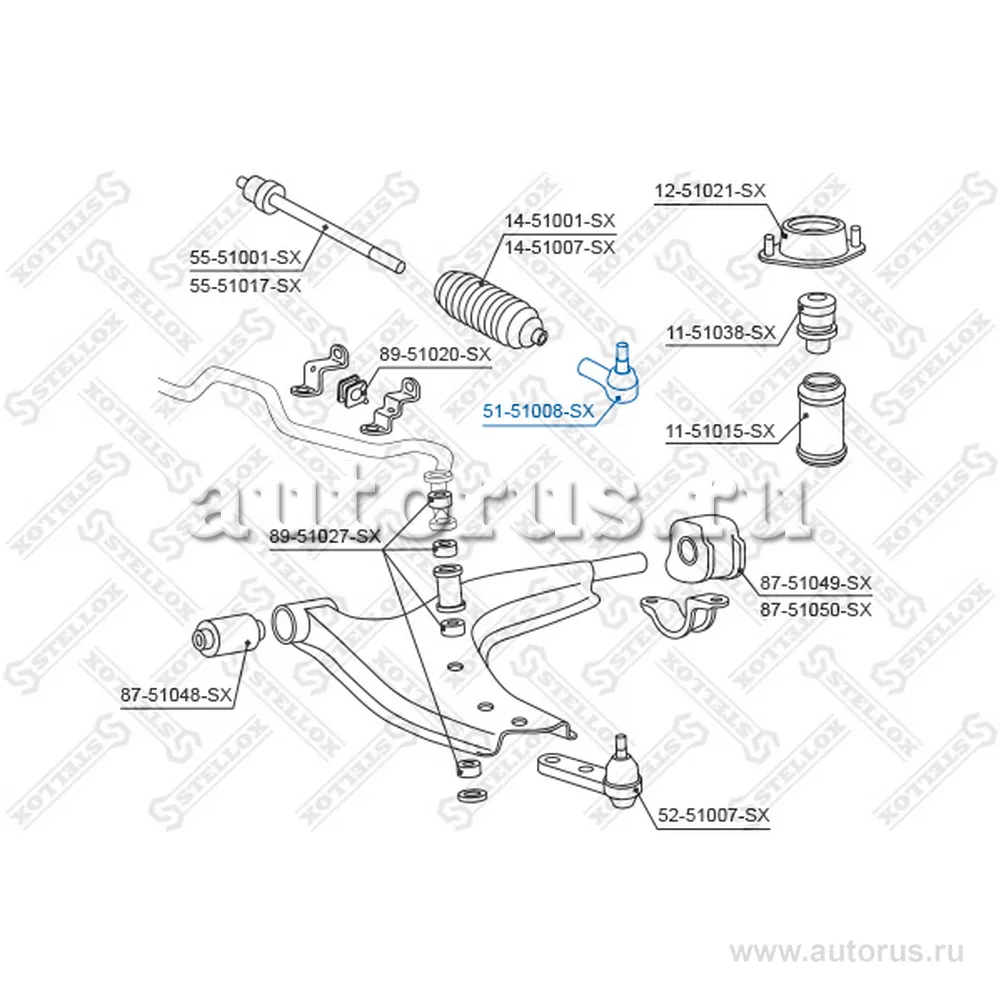 Наконечник рулевой Hyundai S Coupe 90-9 STELLOX 5151008_SX
