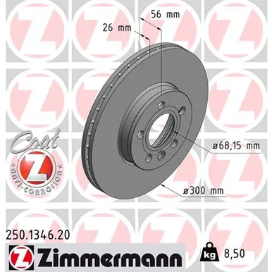 Диск тормозной передний ZIMMERMANN 250134620