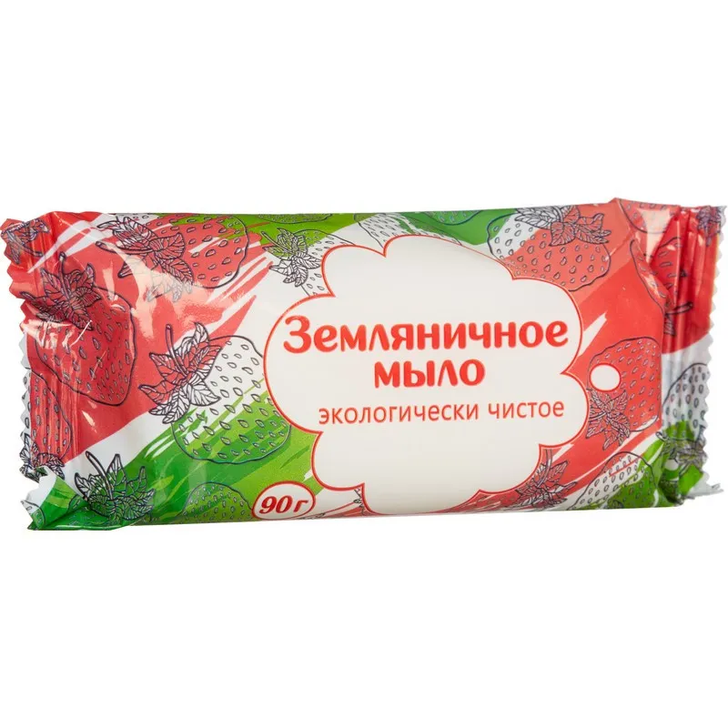 Мыло туалетное твёрдое 90г Земляничное Банное 925454
