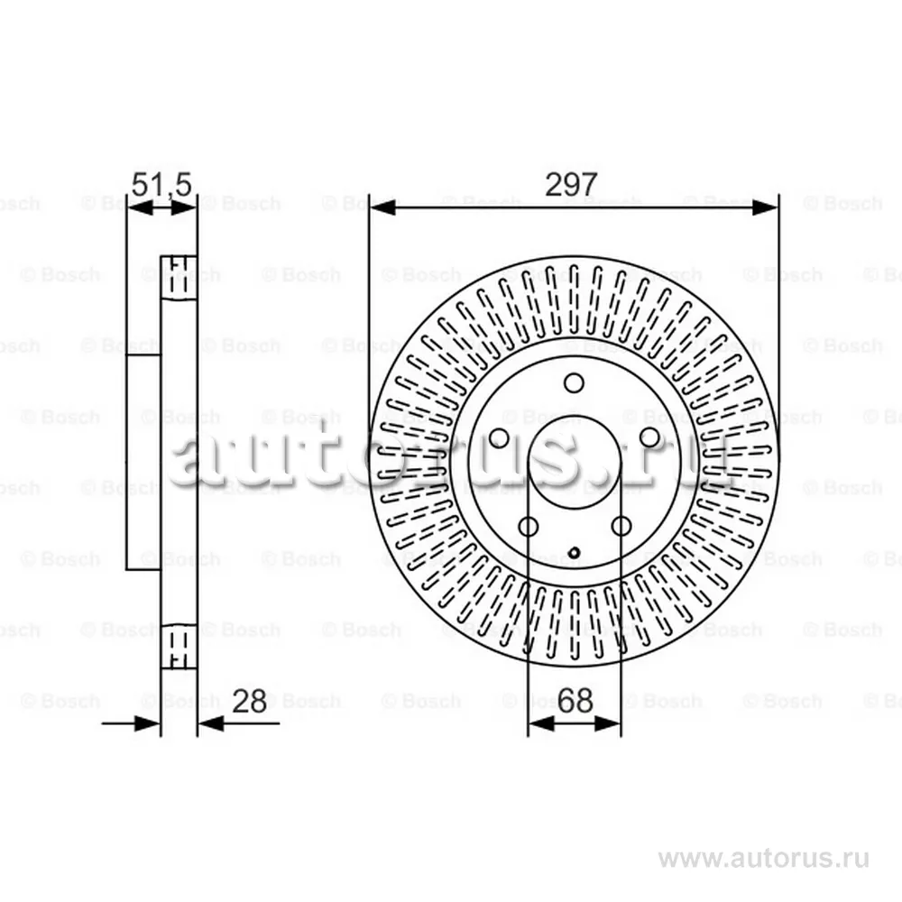 Диск тормозной передний MAZDA 6 III/CX-5 11-> /VENT D=297MM BOSCH 0 986 479 B15