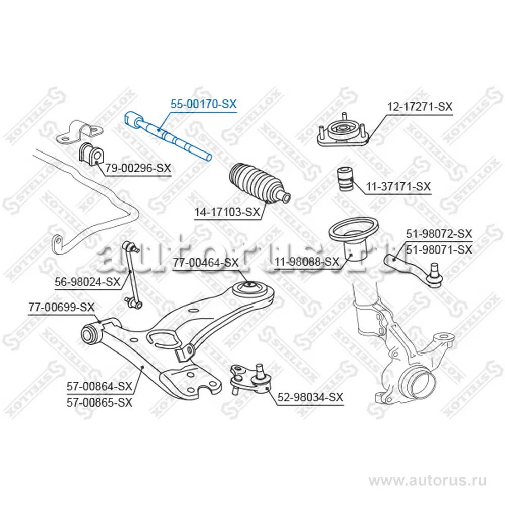 Тяга рулеваяToyota Prius NHW1 01-03 STELLOX 5500170_SX