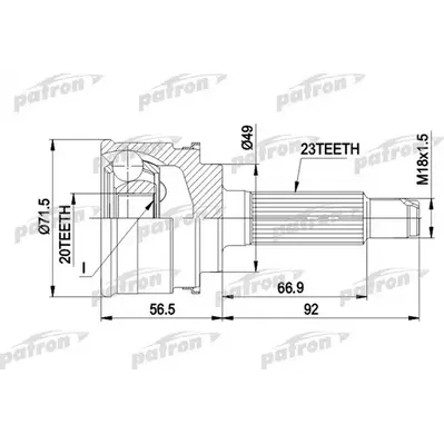 ШРУС наружн к-кт 23x49x20 SUZUKI: ALTO III 94 - 02, SWI PATRON PCV1360