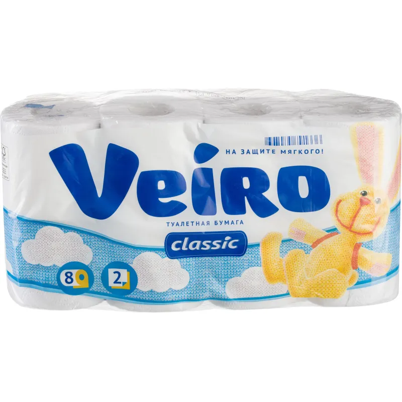 Бумага туалетная Veiro 2сл бел вторич втул 17,5м 140л 8рул/уп.5с28 175133