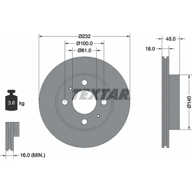 Диск тормозной передний стандартный NISSAN TEXTAR 92090900