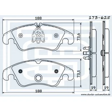 Колодки тормозные AUDI A4 (8K) передние STARKE 173-625