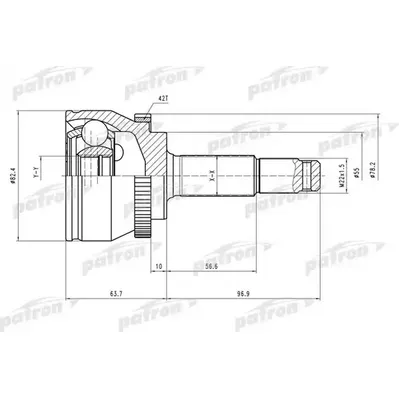 ШРУС наружн к-кт 25x55x23 ABS:42T NISSAN: Almera II 07/ PATRON PCV1475