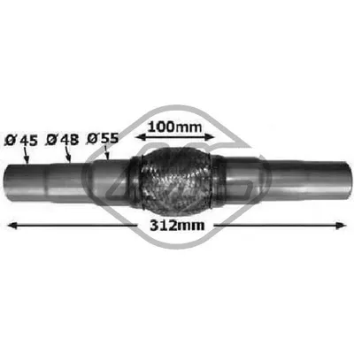 ГОФРА ГЛУШИТЕЛЯ УНИВЕРСАЛЬНАЯ L312MM(ГОФРА 100MM) / D45/48/55MM Metalcaucho 02045