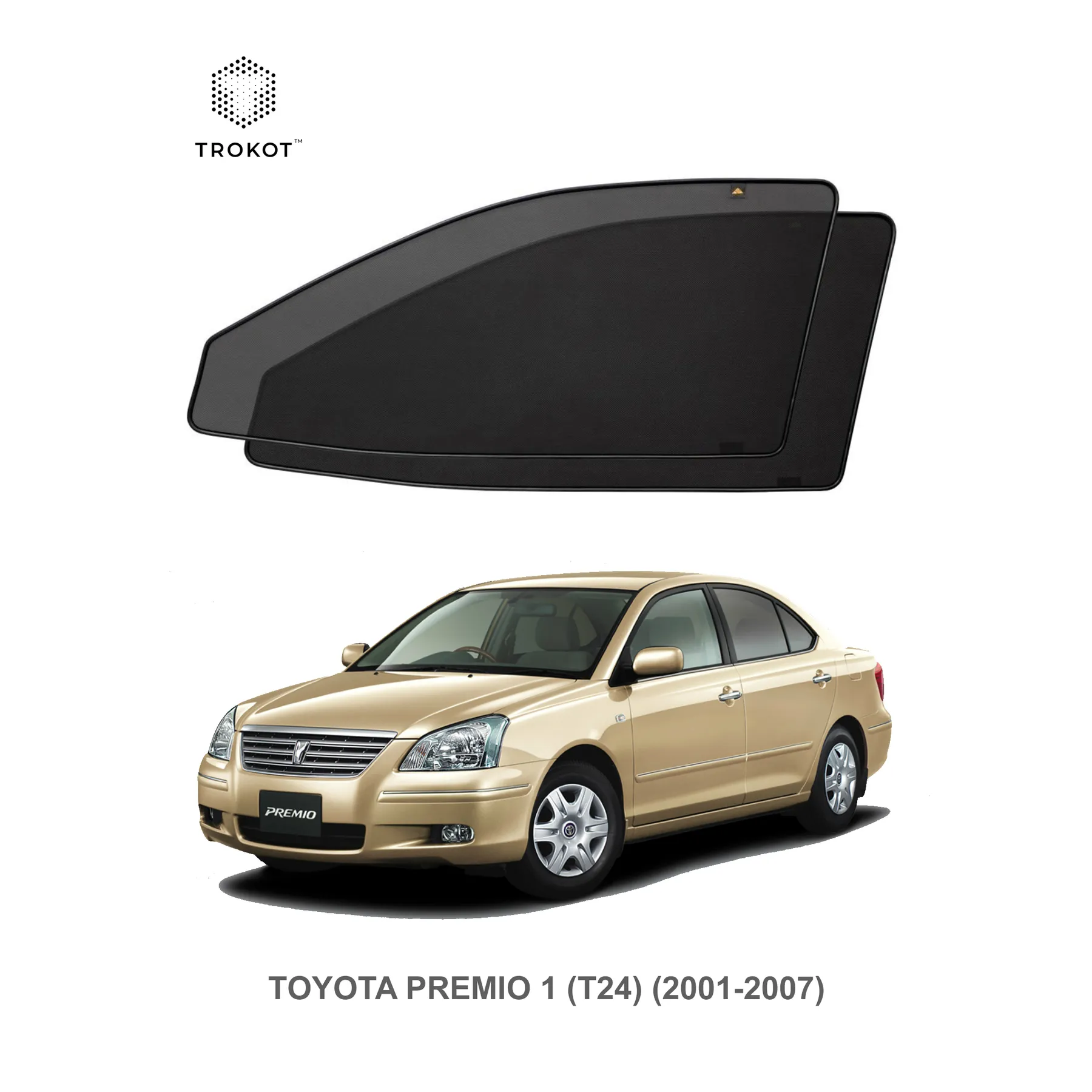 Комплект шторок на передние двери Toyota Premio (1) (T24) (2001-2007) (Правый руль)