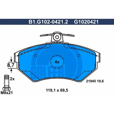 Колодки тормозные дисковые GALFER B1G10204212