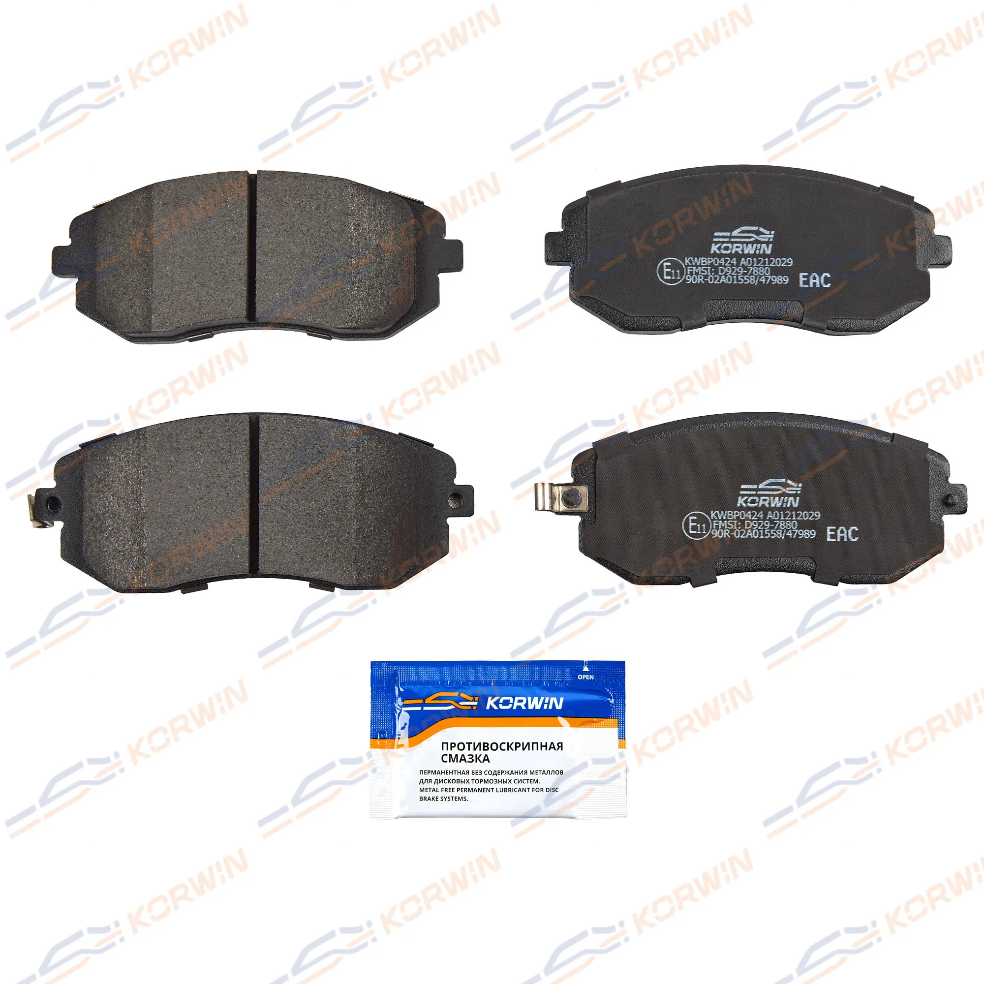Колодки тормозные перед. Subaru Forester (SG/SH/SJ) 02-/Legacy 98-/Outback 03- KORWIN KWBP0424