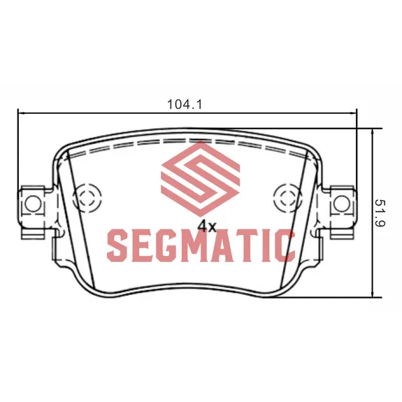Колодка торм диск зад Skoda Octavia 1.6 2013-; Skoda Octavia 1.4 2012-; Skoda Octavia 1.2 2012- - 104.1*52*17.5 SEGMATIC SGBP2625