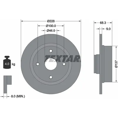 Диск тормозной задний стандартный VOLVO TEXTAR 92066100