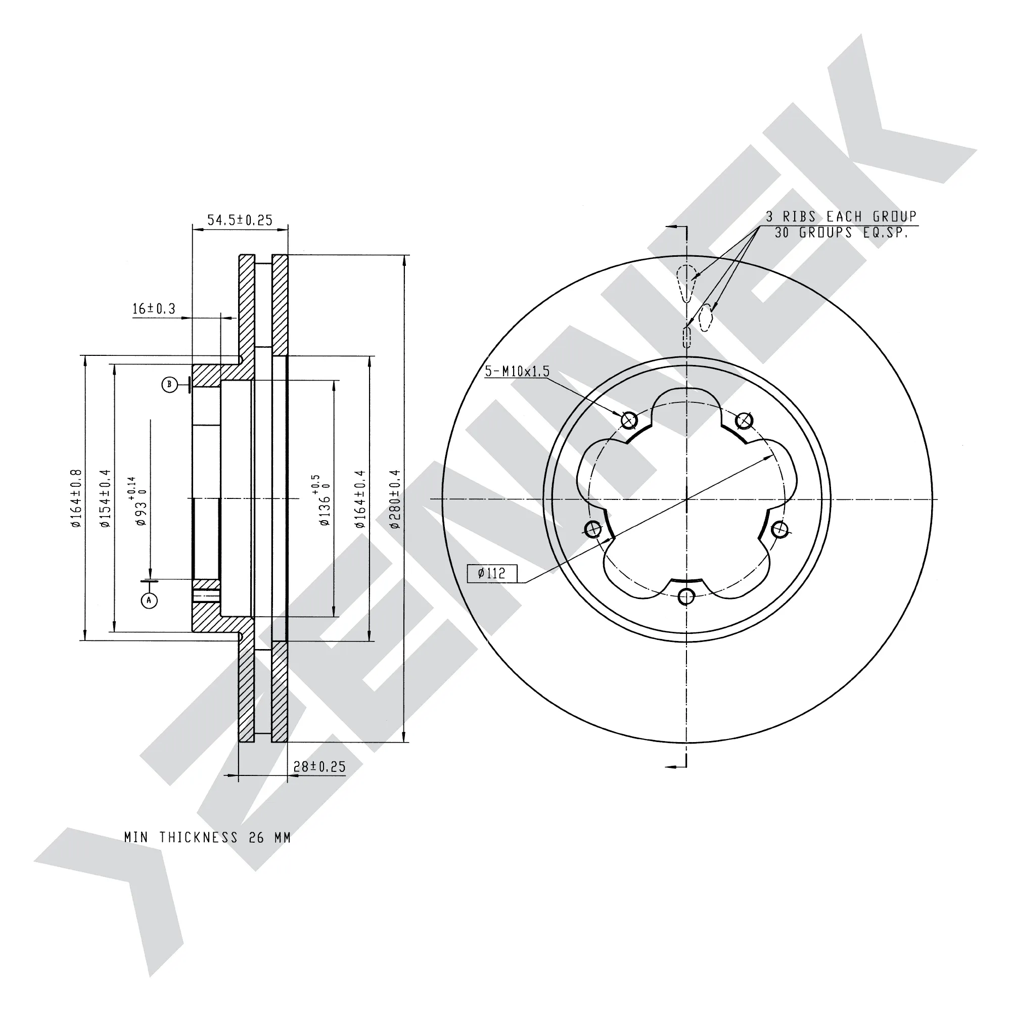 Диск тормозной передний FORD TRANSIT 06-14 (2 шт) ZENNEK DBD0268