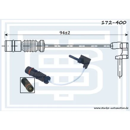Датчик тормозной передний/задний MER W124/W168/W201/W202/W210/W460 L95mm STARKE 172-400