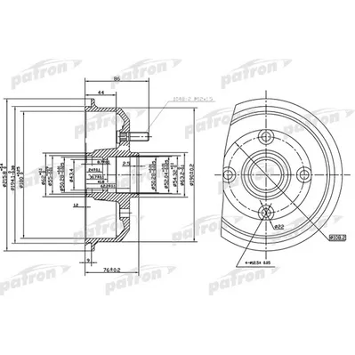 Барабан тормозной задн. Ford Escort/Fiesta all 95> c ABS PATRON PDR1529