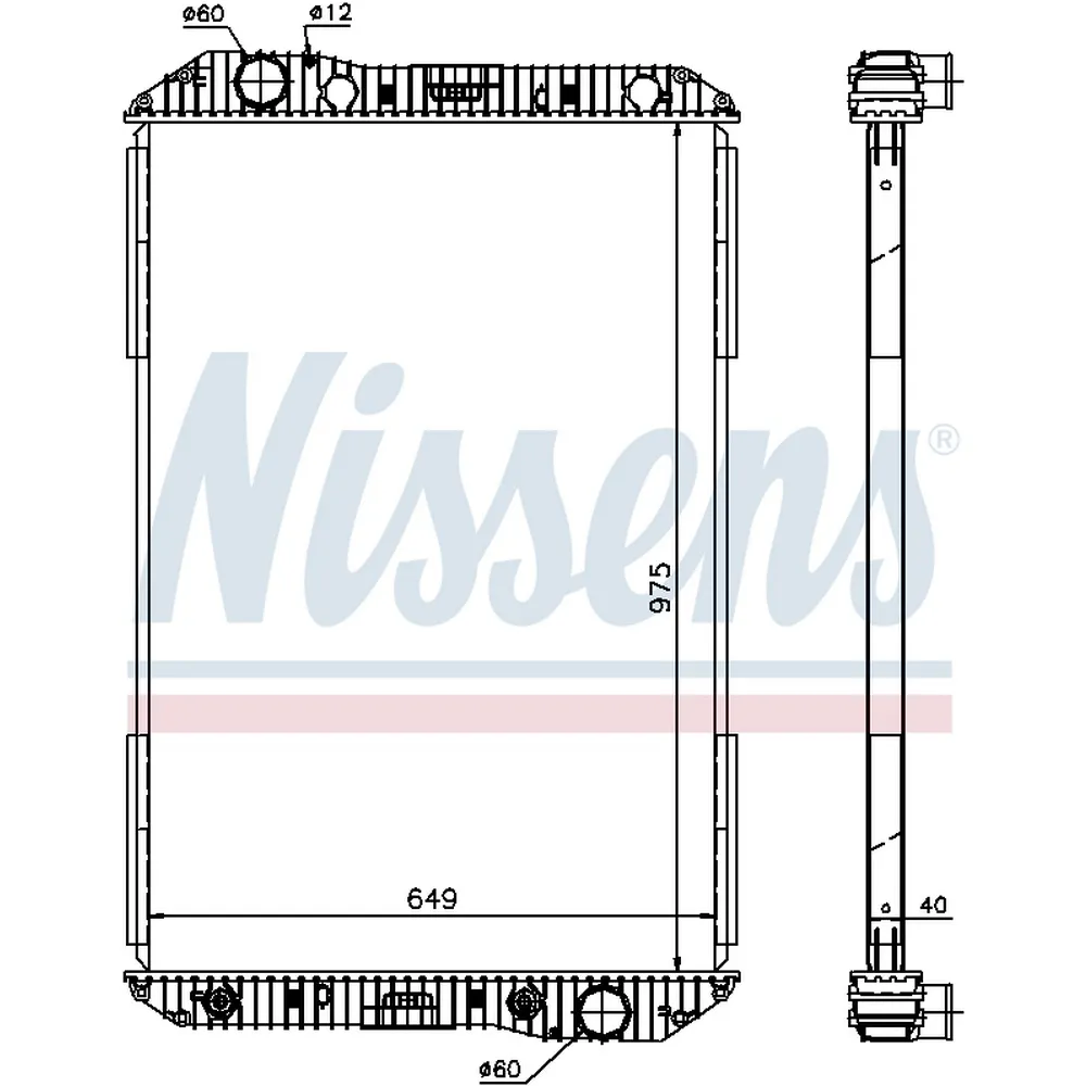 Радиатор водяной MB Axor, КАМАЗ-5490 без рамки NISSENS 625710