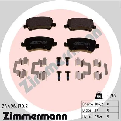 Колодки тормозные задний VOLVO S60 II,S80 II (AS),S80 II Stufenheck (AS),S80 II Saloon (AS),V60,V70 ZIMMERMANN 244961702