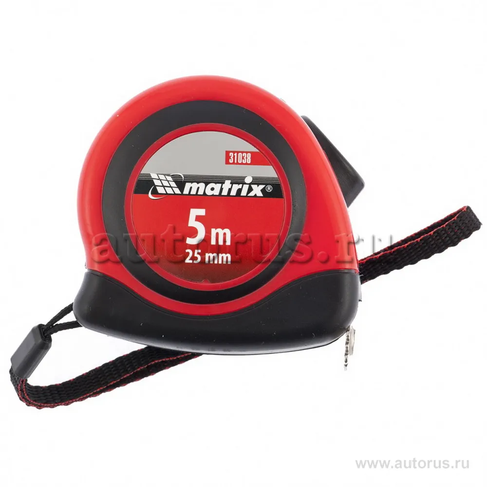 Рулетка Status autostop magnet, 5 м x25 мм, двухкомпонентный корпус, зацеп с магнитом MATRIX 31038