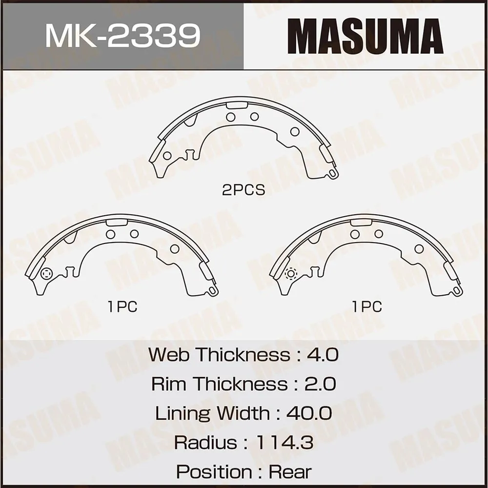 Колодки барабанные DAIHATSU BE-GO MASUMA MK-2339
