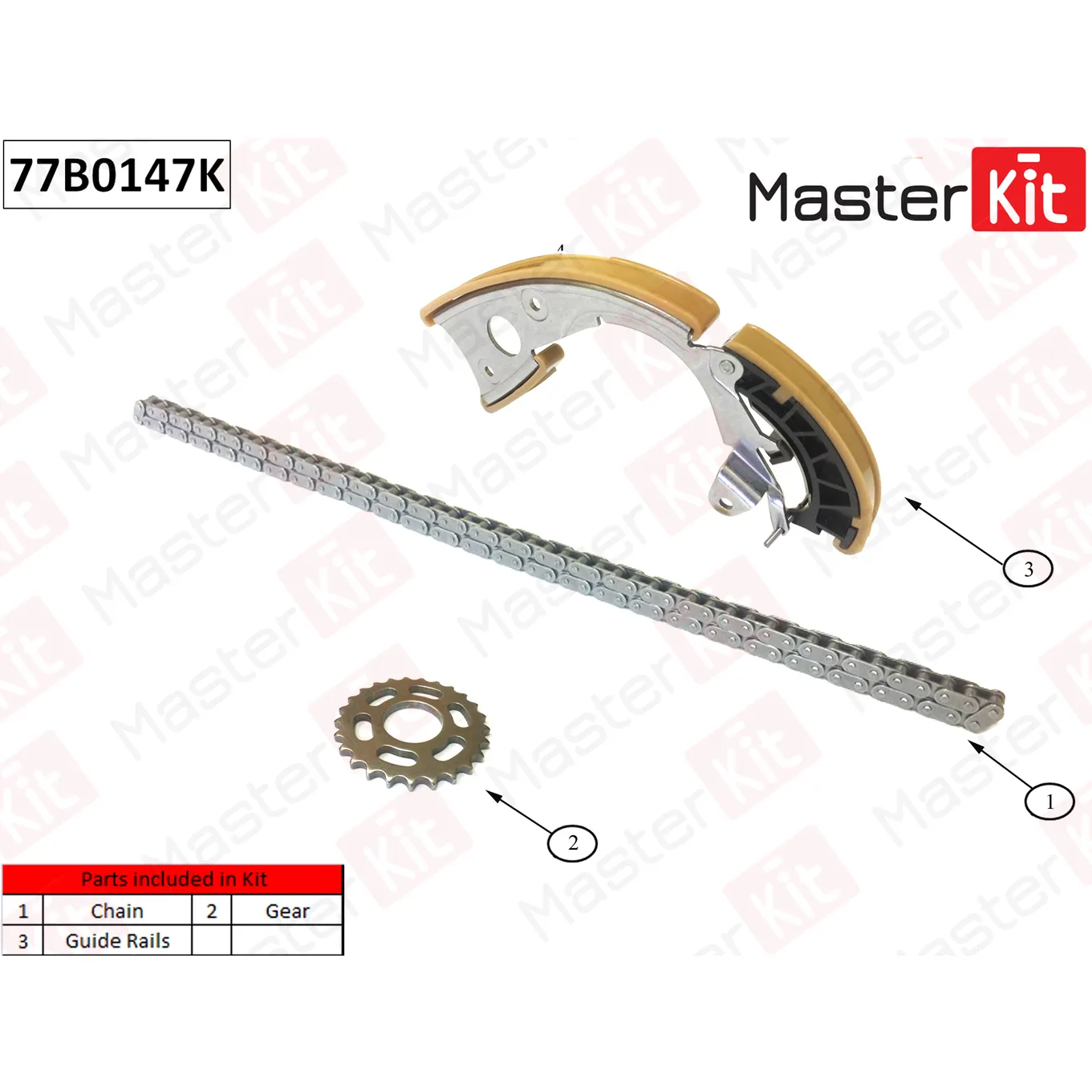 Комплект цепи ГРМ (нижняя) Audi A4/A5/A6/Q5/Q7 Volkswagen TOUAREG 2.8-3.2 FSI MASTERKIT 77B0147K