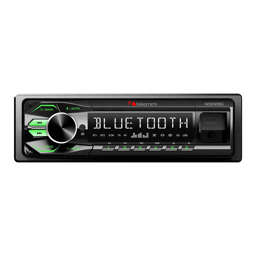 Автомагнитола Nakamichi NQ512BG 1 din, USB, AUX, Bluetooth, 50x4 Вт,зел. NAKAMICHI NAK-NQ512BG