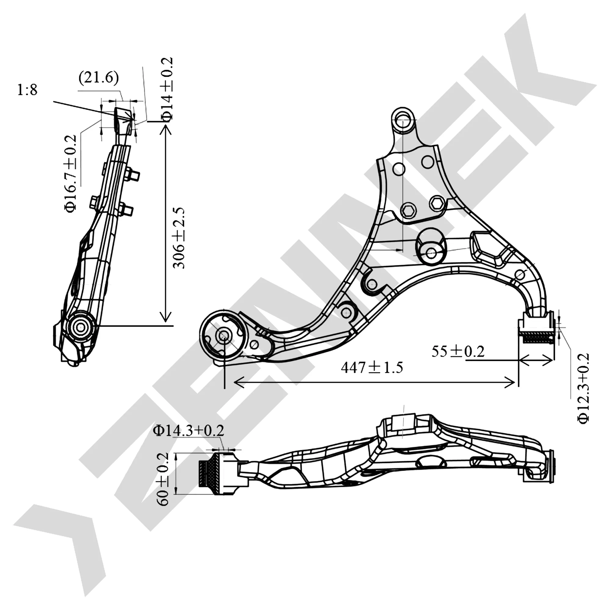 РЫЧАГ ПЕРЕДНИЙ ПРАВЫЙ HYUNDAI TUCSON 04 ZENNEK DCA0155