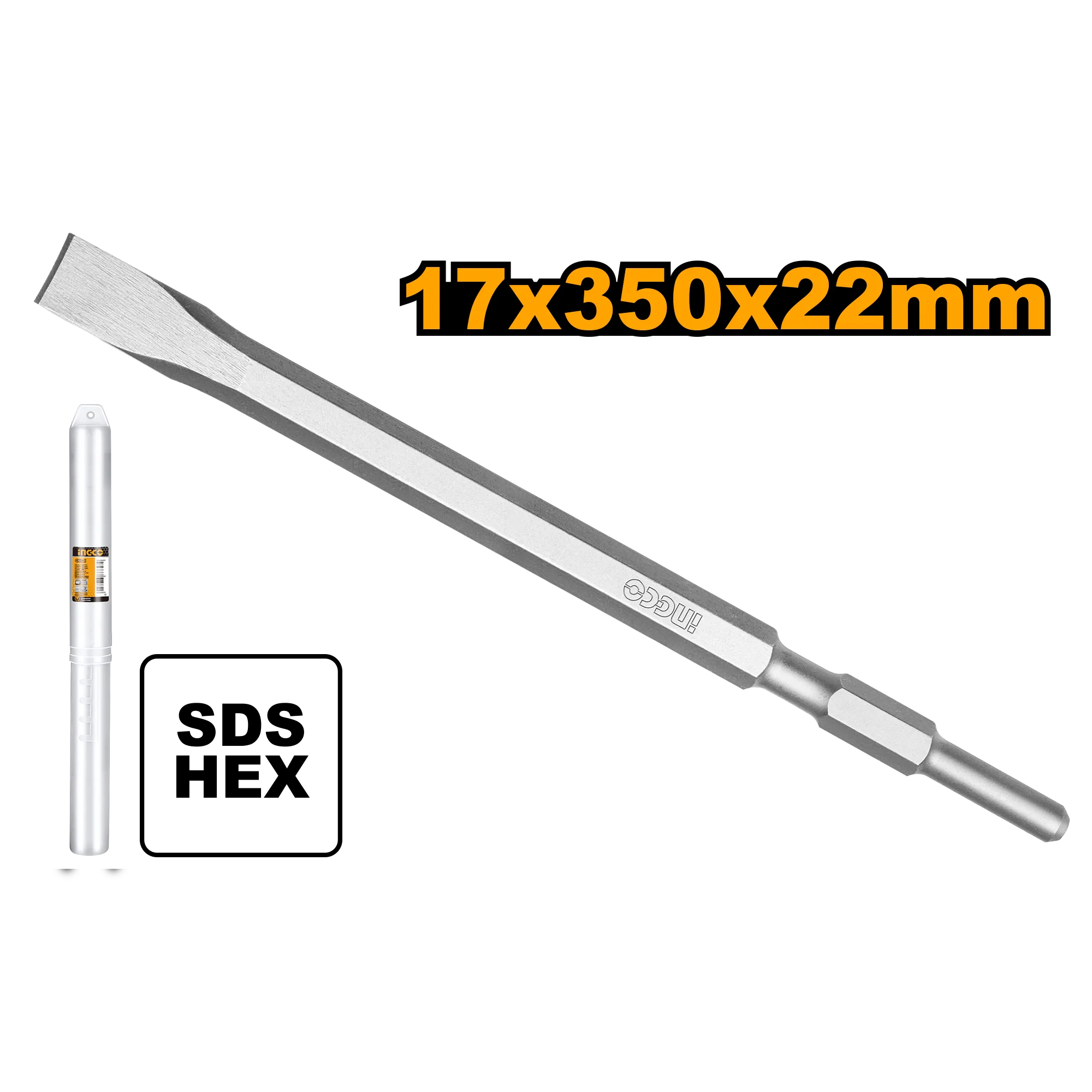 Зубило плоское Hex 17x350х22 мм INGCO DBC0523501