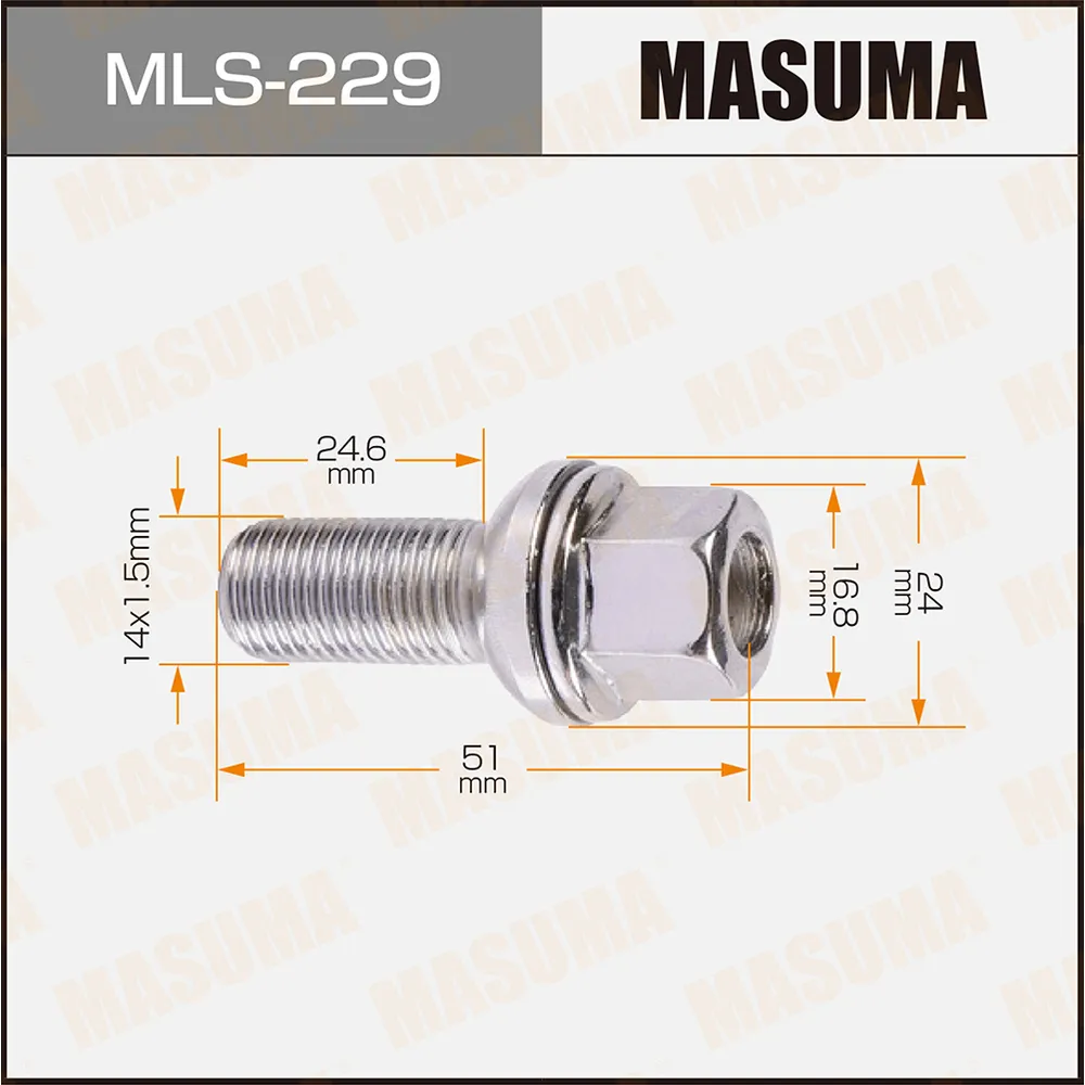Болт колесный (упаковка 20 шт, цена за 1 шт) MASUMA mls229