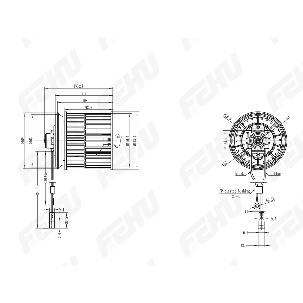 Электровентилятор отопителя с Кожухом-кольцом VAZ 2110-12 (до 2003г.) FEHU FFH1147